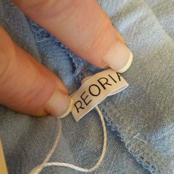 ReoRia NWT cornflower dusty blue 2pc halter top & shorts, linen blend, size S - Picture 4 of 9